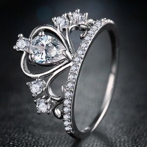 Queen princess ring gift silver alloy diamond